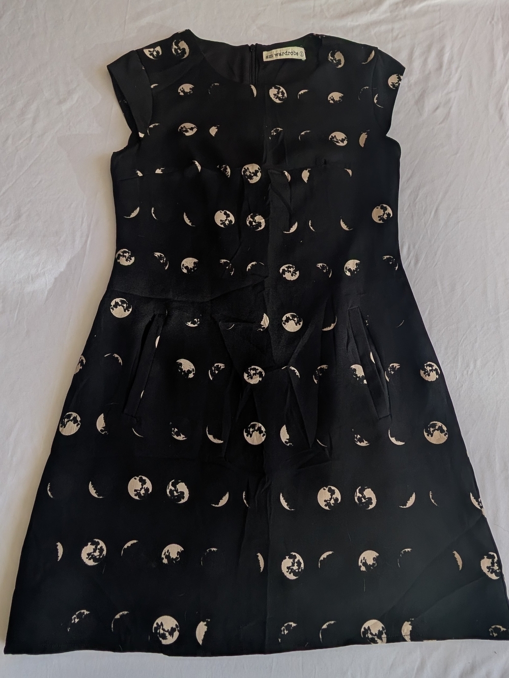 Black Moon Phases Print Sleeveless Dress